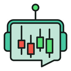 Poster - ai cryptocurrency trading bot with candlestick chart vector colored icon or design element