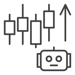 Poster - candlestick chart and ai bot vector crypto trading icon or sign in thin line style