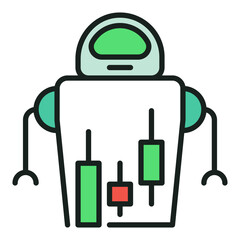 Poster - cryptocurrency robot trader vector stock trading bot colored icon or logo element