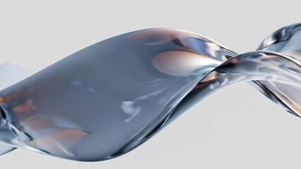 Poster - abstract iridescent curved shape. fluid dynamic wave motion. modern design element with flowing, tra