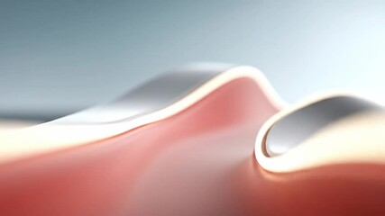 Poster - abstract wave with soft pink hue. Curved shape for modern graphic design. Smooth gray surface bending, 3d rendering for technology presentation background loop.