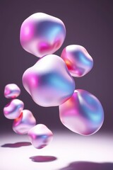 Poster - Colorful abstract blobs float in a soft glow, creating a dreamy atmosphere in a surreal digital landscape