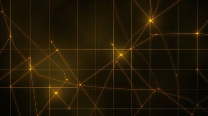 Poster - Mesmerizing golden lines weave through a dark grid, creating an intricate pattern of light and connection