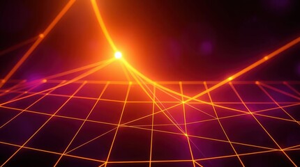 Leinwandbilder - Vibrant abstract landscape showcasing glowing lines and geometric patterns in a dark cosmic setting