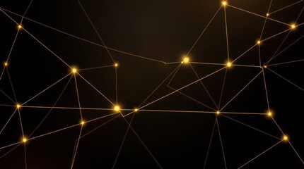 Poster - Captivating golden lines and luminous points intersecting against a deep black background