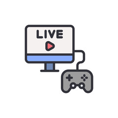 Poster - Live streaming gaming station illustration with gamepad and computer screen