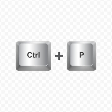 Keyboard Button, Vector illustration of shortcut Ctrl P on white color and transparent background