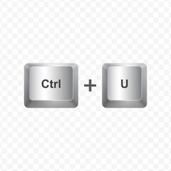 Poster - Keyboard Button, Vector illustration of shortcut Ctrl U on white color and transparent background