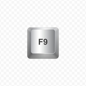 Keyboard Button, Vector illustration of F9 buuton on white color and transparent background