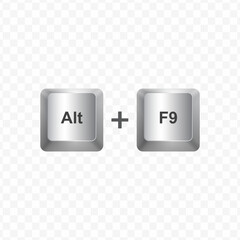 Poster - Keyboard Button, Vector illustration of shortcut Alt F9 on white color and transparent background