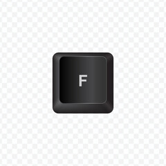 Poster - Keyboard Button, Vector illustration of letter F on dark color and transparent background