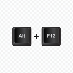 Poster - Keyboard Button, Vector illustration of shortcut Alt F12 on dark color and transparent background