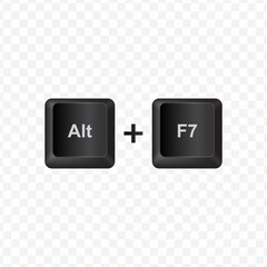 Poster - Keyboard Button, Vector illustration of shortcut Alt F7 on dark color and transparent background