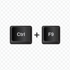 Poster - Keyboard Button, Vector illustration of shortcut Ctrl F9on dark color and transparent background