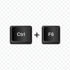 Poster - Keyboard Button, Vector illustration of shortcut Ctrl F6 on dark color and transparent background