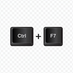 Poster - Keyboard Button, Vector illustration of shortcut Ctrl F7 on dark color and transparent background