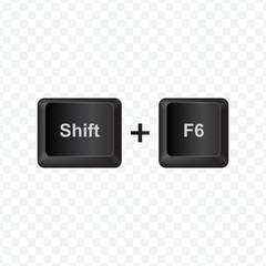 Poster - Keyboard Button, Vector illustration of shortcut Shift F6 on dark color and transparent background