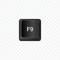 Poster - Keyboard Button, Vector illustration of F9 on dark color and transparent background