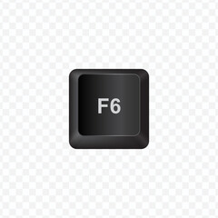 Poster - Keyboard Button, Vector illustration of F6 on dark color and transparent background