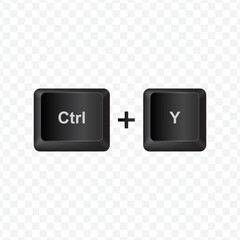 Poster - Keyboard Button, Vector illustration of shortcut Ctrl and Y on dark color and transparent background