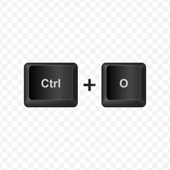 Poster - Keyboard Button, Vector illustration of shortcut Ctrl and O on dark color and transparent background