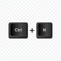 Poster - Keyboard Button, Vector illustration of shortcut Ctrl and N on dark color and transparent background