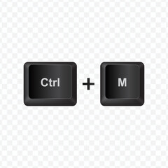 Poster - Keyboard Button, Vector illustration of shortcut Ctrl and M on dark color and transparent background