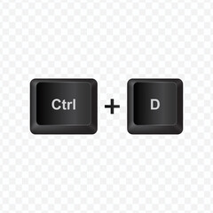 Poster - Keyboard Button, Vector illustration of shortcut Ctrl and D on dark color and transparent background