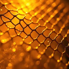 Poster - Intricate patterns emerge in golden light through woven mesh suggesting warmth and creativity