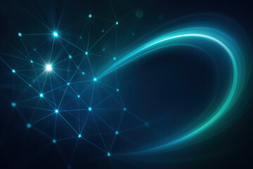 Poster - A dynamic abstract network symbolizes innovation and strategic growth with pulsing points representing decision-making and business efficiency in the digital age