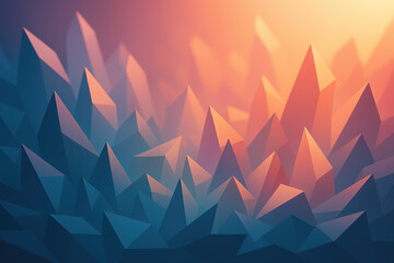 Poster - This visualizes strategy and decision through angular crystalline shapes illuminated by glowing ambient light symbolizing business growth and innovation