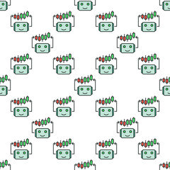Poster - automated cryptocurrency trading bot with candlestick chart vector colored seamless pattern