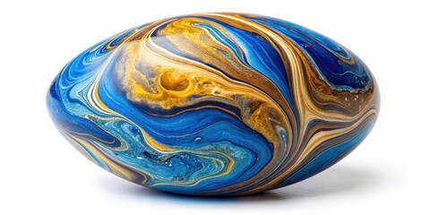 Wall Mural - Colorful abstract marble with swirling blue and golden patterns, isolated on white background , texture, design,  texture