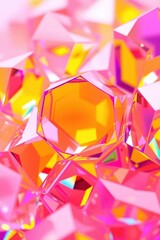 Poster - Vibrant and colorful crystals glisten under soft light, creating a mesmerizing kaleidoscope of hues