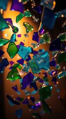 Poster - Colorful shards of glass dance in the warm glow of light, creating a captivating display of hues and textures