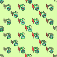 Poster - candlestick chart and trading bot vector colored seamless pattern