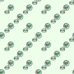 Poster - cryptocurrency trading robot with speech bubble vector automation tools colored seamless pattern