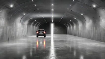 Poster - Industrial Tunnel Aesthetic with Dramatic Lighting and Textured Walls