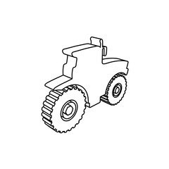 Poster - The outline of a large tractor icon is made with black lines. 3D view of the object in perspective. Vector illustration on white background