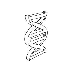 Poster - The outline of a large dna symbol is made with black lines. 3D view of the object in perspective. Vector illustration on white background