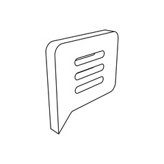 Poster - The outline of a large chat symbol is made with black lines. 3D view of the object in perspective. Vector illustration on white background
