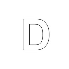Poster - A large black outline capital letter D symbol on the center. Illustration on transparent background