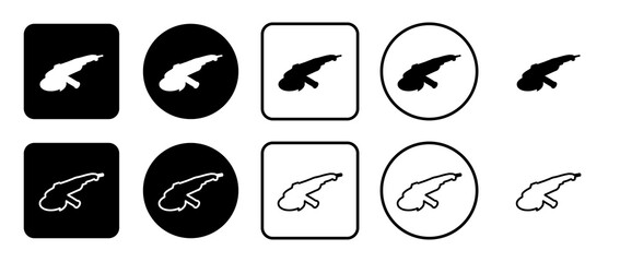 Poster - Icon set of angle grinder symbol. Filled, outline, black and white icons set, flat style.  Illustration on transparent background