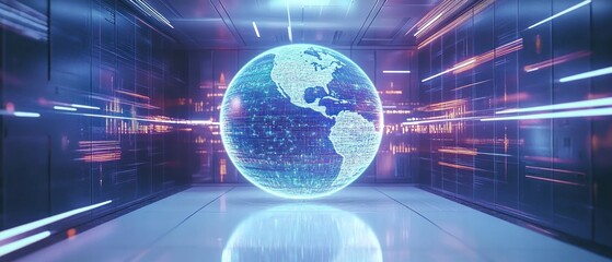 Poster - digital earth hologram in data center