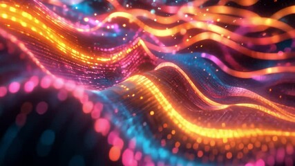 Fototapete - Vibrant Energy Flow: A captivating visualization of energy streams, depicting the dynamic flow of light particles and digital signals in a mesmerizing display of color. 