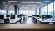 © Cynthia - blurred office interior with desks and computers for business background blur in the foreground