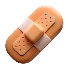 Poster - A high quality 3d rendering icon of an adhesive bandage with overlapping layers and a minimalist design concept.