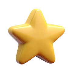 Poster - A radiant yellow star icon rendered in high quality 3d displaying a glossy appearance on a White background