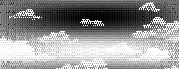 Poster - creative reinterpretation of clouds and sky in a captivating bitmap style reflecting elements of dad