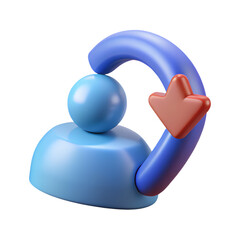 Poster - Attractive three dimensional rendering featuring a downward arrow symbol indicating high quality 3d rendering icon of user icon